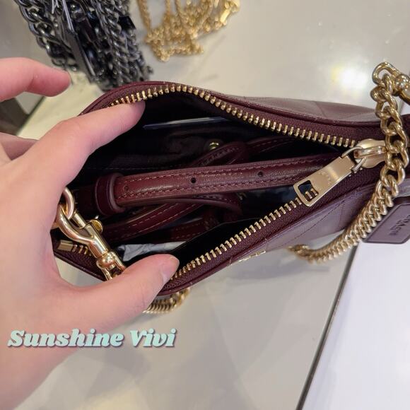 NWT Coach Teri Mini Crossbody Bag Quilting CDP30 Dark Wine Shiny Smooth Leather - Picture 5 of 9